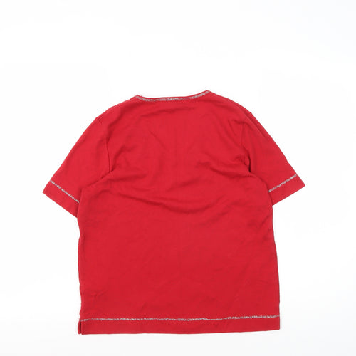 TIGI Women's Red V-Neck Short Sleeve T-Shirt Size 10