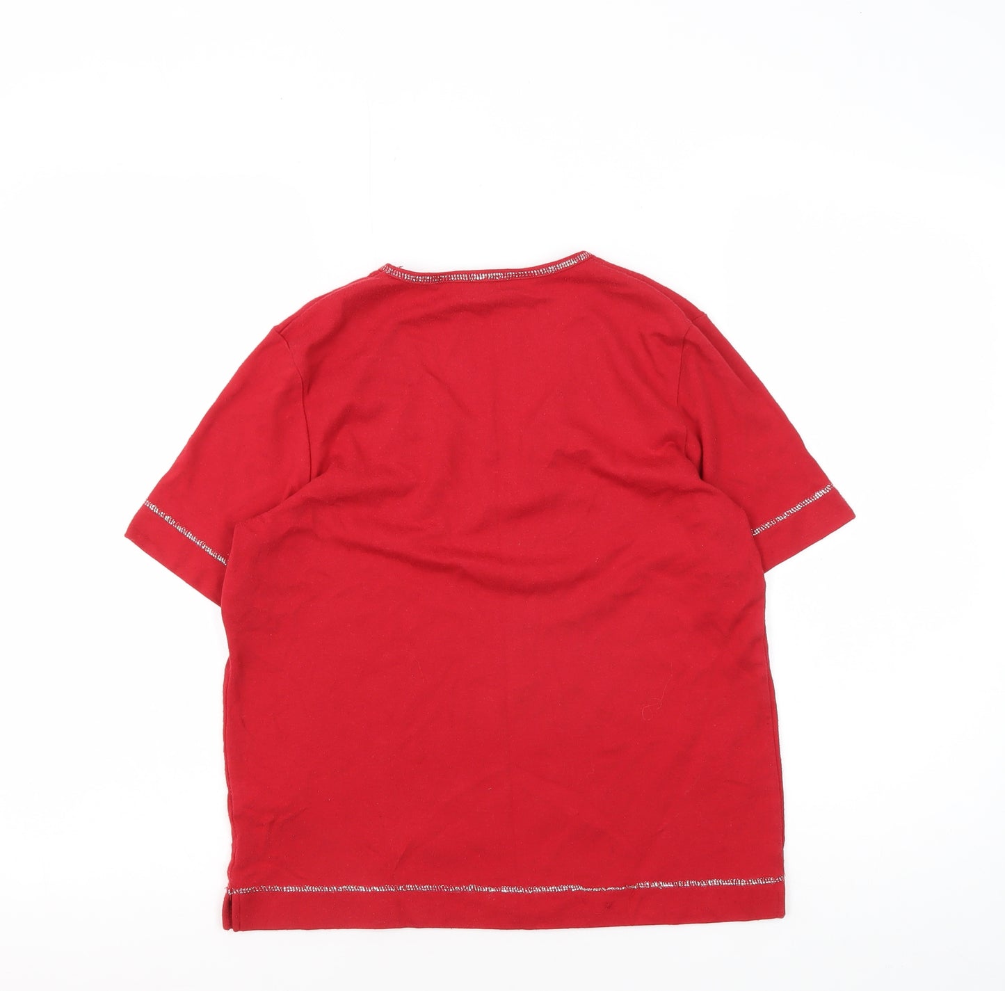 TIGI Women's Red V-Neck Short Sleeve T-Shirt Size 10
