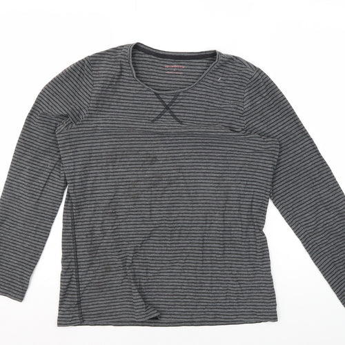 Liz Claiborne Women's Grey Striped Jersey T-Shirt M