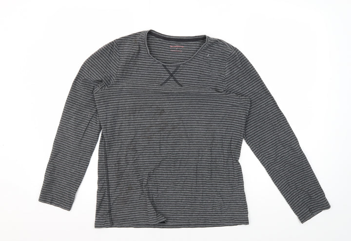 Liz Claiborne Women's Grey Striped Jersey T-Shirt M