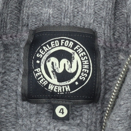 Peter Werth Grey Wool Full Zip Men's Jumper L