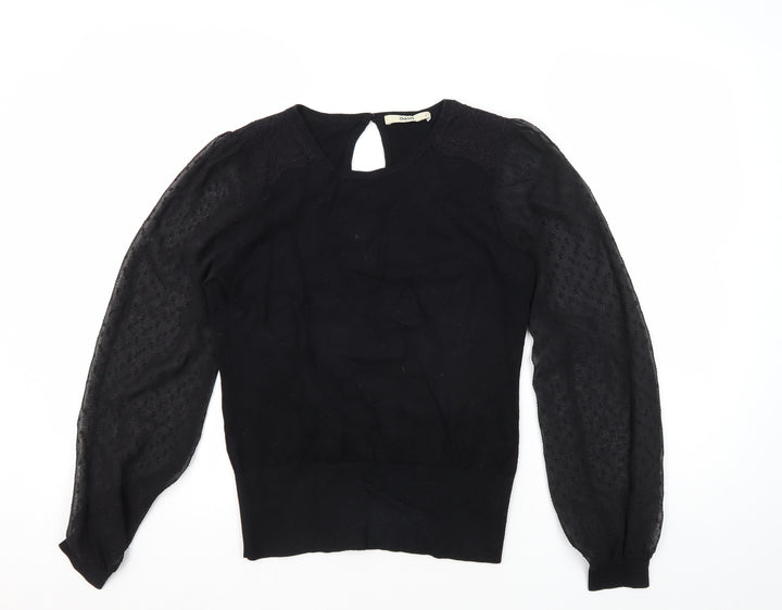 Oasis Women's Black Blouse S Solid Basic Casual