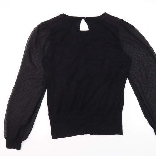 Oasis Women's Black Blouse S Solid Basic Casual