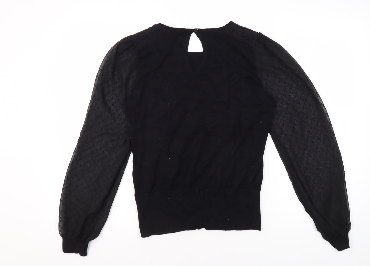 Oasis Women's Black Blouse S Solid Basic Casual