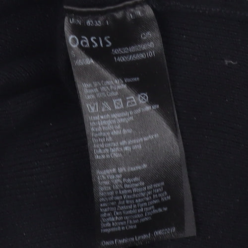Oasis Women's Black Blouse S Solid Basic Casual