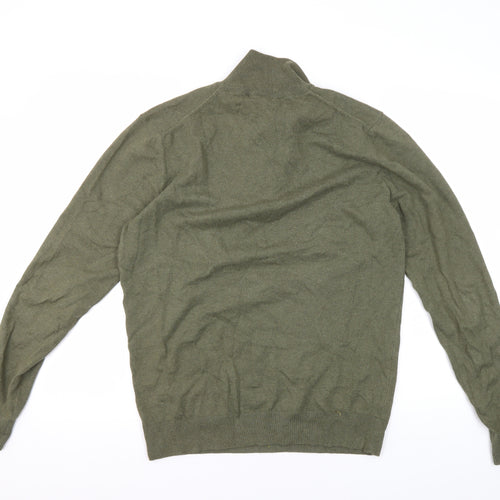 French Connection Men's Green Sweatshirt, Size S, 1/2 Zip