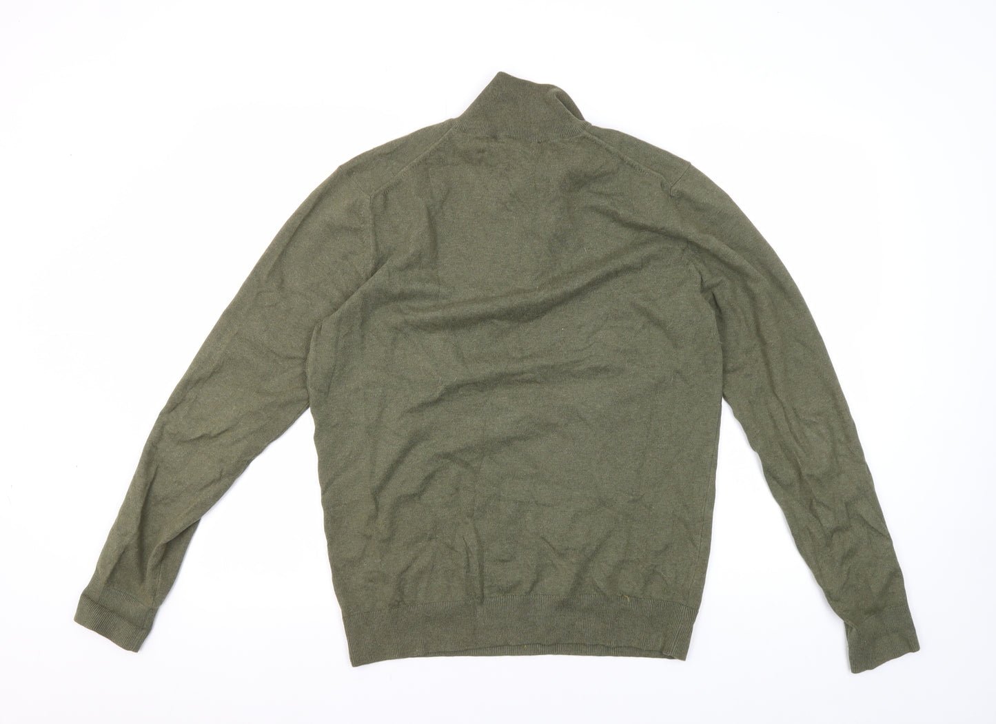 French Connection Men's Green Sweatshirt, Size S, 1/2 Zip