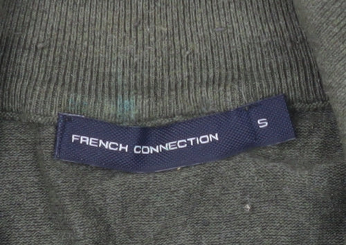 French Connection Men's Green Sweatshirt, Size S, 1/2 Zip