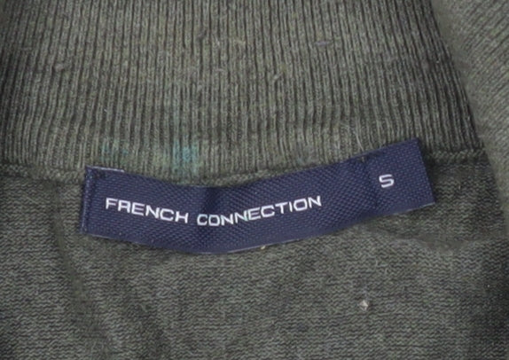 French Connection Men's Green Sweatshirt, Size S, 1/2 Zip