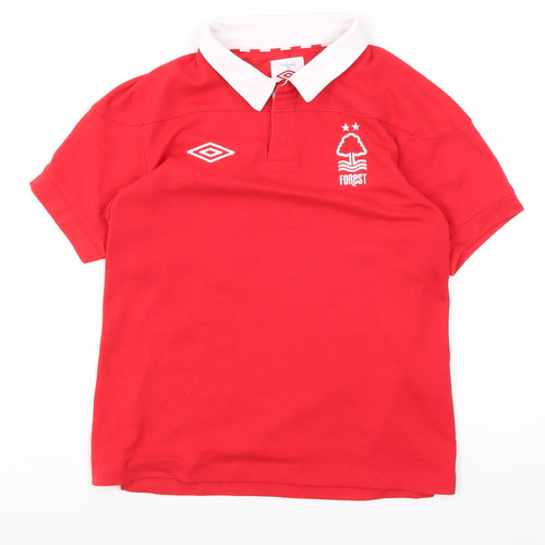 Umbro Boys Red Polo Shirt SB Sports Football Top