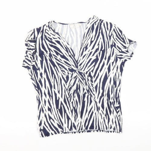 CC Women’s Animal Print Tunic Blouse White/Blue L