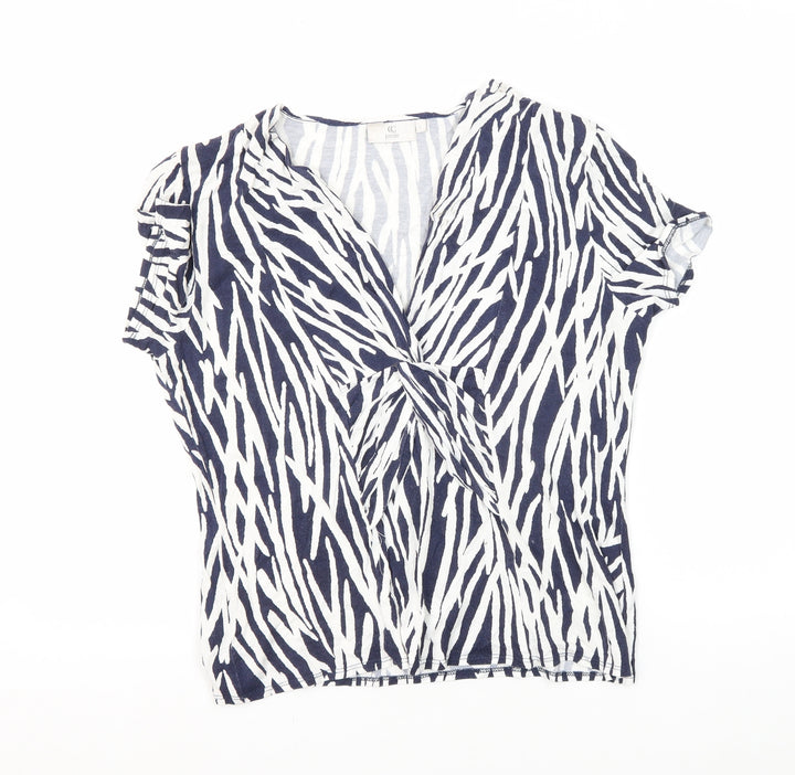 CC Women’s Animal Print Tunic Blouse White/Blue L