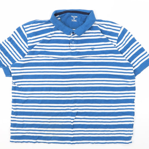 James Pringle Men's Blue Striped Polo Shirt 2XL