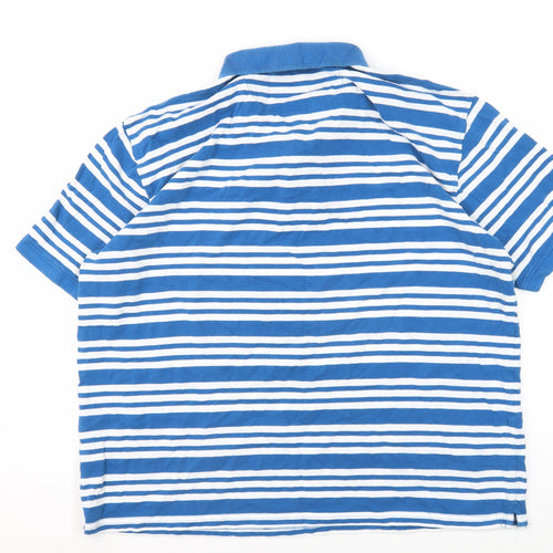 James Pringle Men's Blue Striped Polo Shirt 2XL