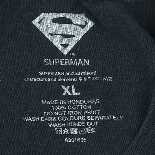 Superman Men's XL Black Graphic T-Shirt