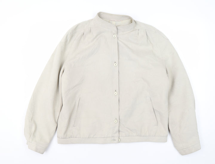 St Michael Women's Beige 14 Bomber Jacket, Relaxed Style