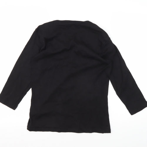 Gap Women's Black Basic 3/4 Sleeve Henley T-Shirt L