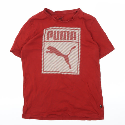 Puma Men's Red Graphic Crew Neck T-Shirt, Size L