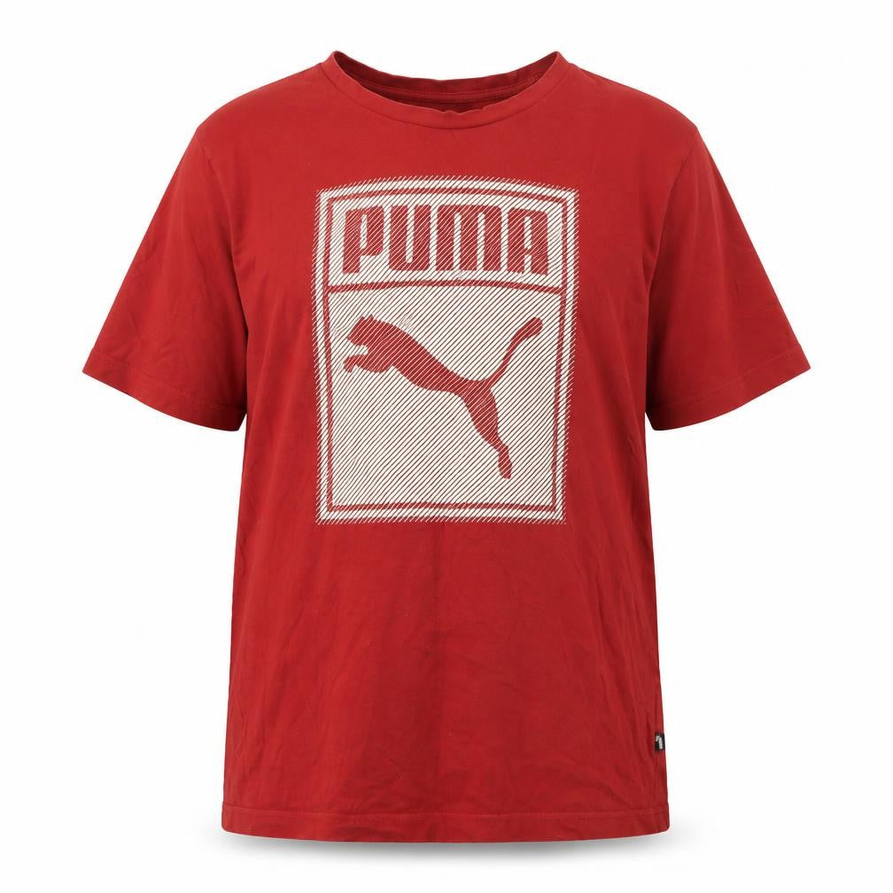 Front view of Puma Men's Red Graphic Crew Neck T-Shirt, size L