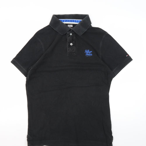 Tommy Hilfiger Mens Black Polo Shirt L Classic Fit