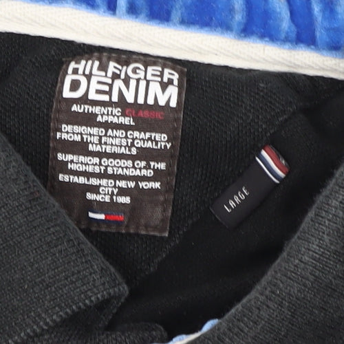 Tommy Hilfiger Mens Black Polo Shirt L Classic Fit