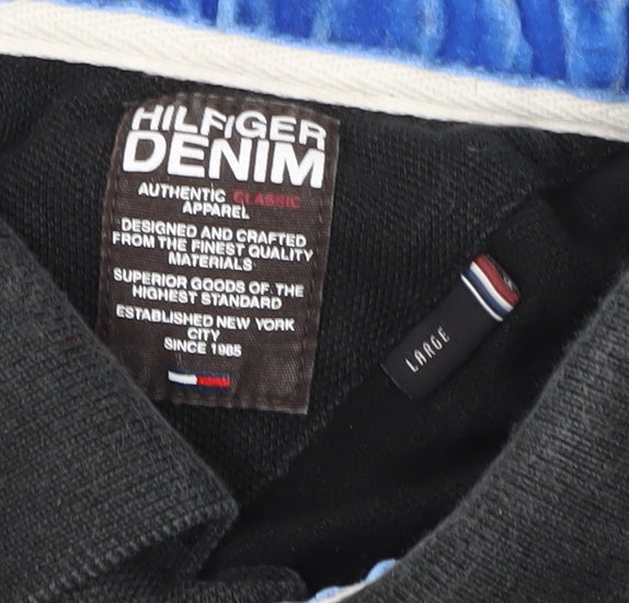 Tommy Hilfiger Mens Black Polo Shirt L Classic Fit