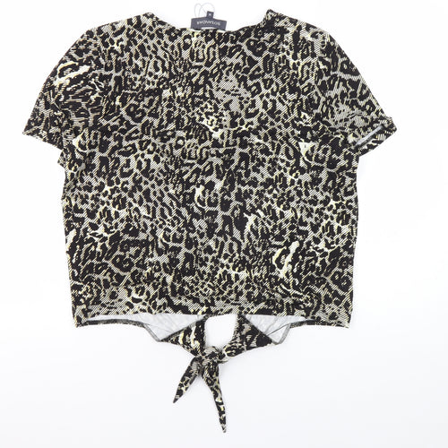 Sosandar Women's Multicoloured Cropped Animal Print Blouse