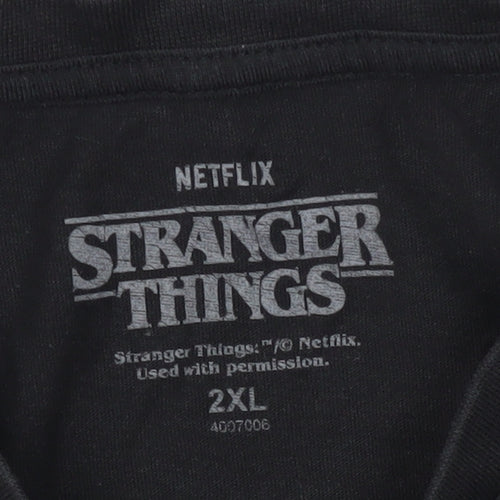 Netflix Stranger Things 2XL Black Hellfire T-Shirt Unisex
