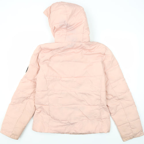 Jack Wills Pink Puffer Jacket Women Size 12 Hooded