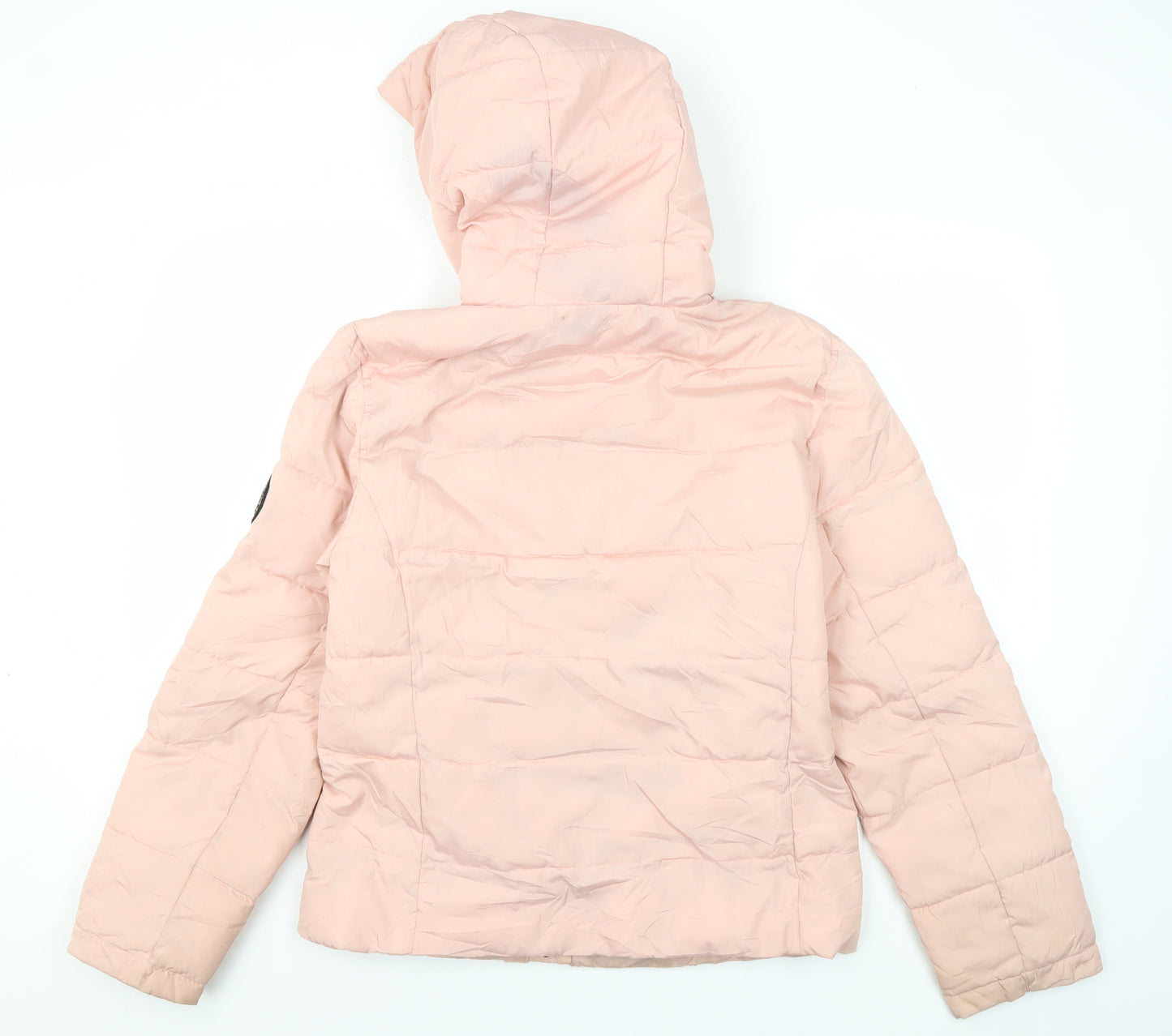 Jack Wills Pink Puffer Jacket Women Size 12 Hooded