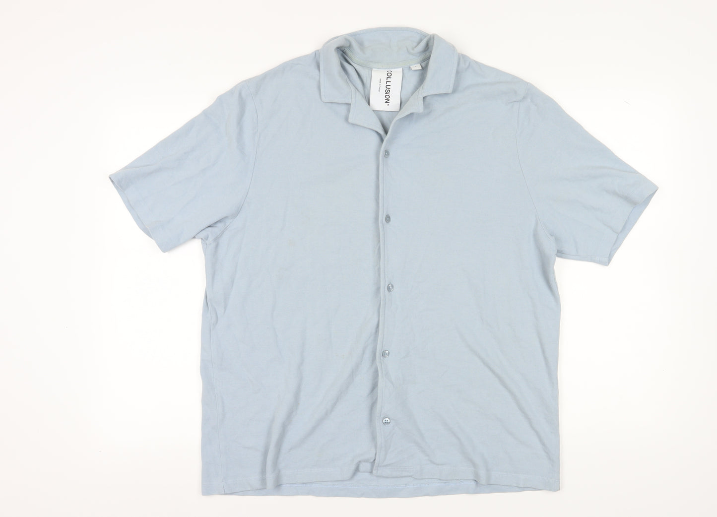Collusion Men's Blue Button-Up Shirt, Size M, Casual