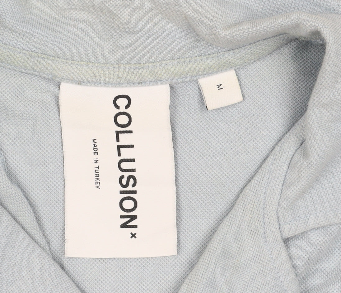 Collusion Men's Blue Button-Up Shirt, Size M, Casual