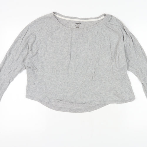 Reebok Women's Grey Long Sleeve Cotton T-Shirt S