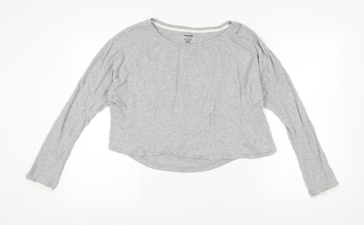 Reebok Women's Grey Long Sleeve Cotton T-Shirt S