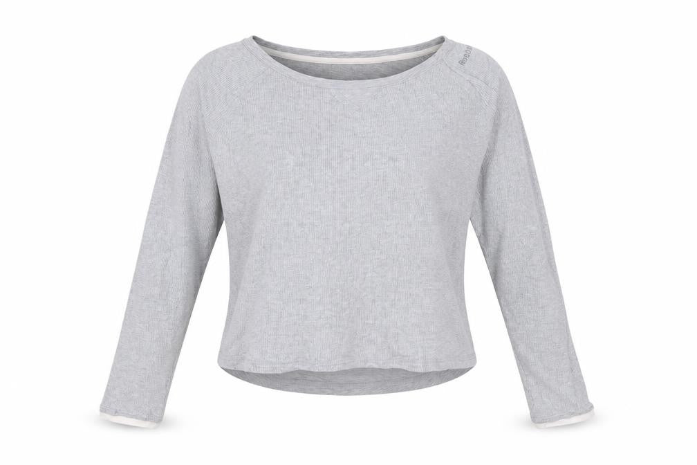 Reebok Women's Grey Long Sleeve Cotton T-Shirt S