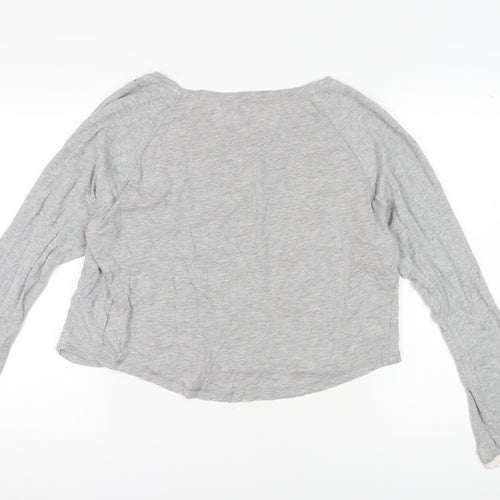 Reebok Women's Grey Long Sleeve Cotton T-Shirt S