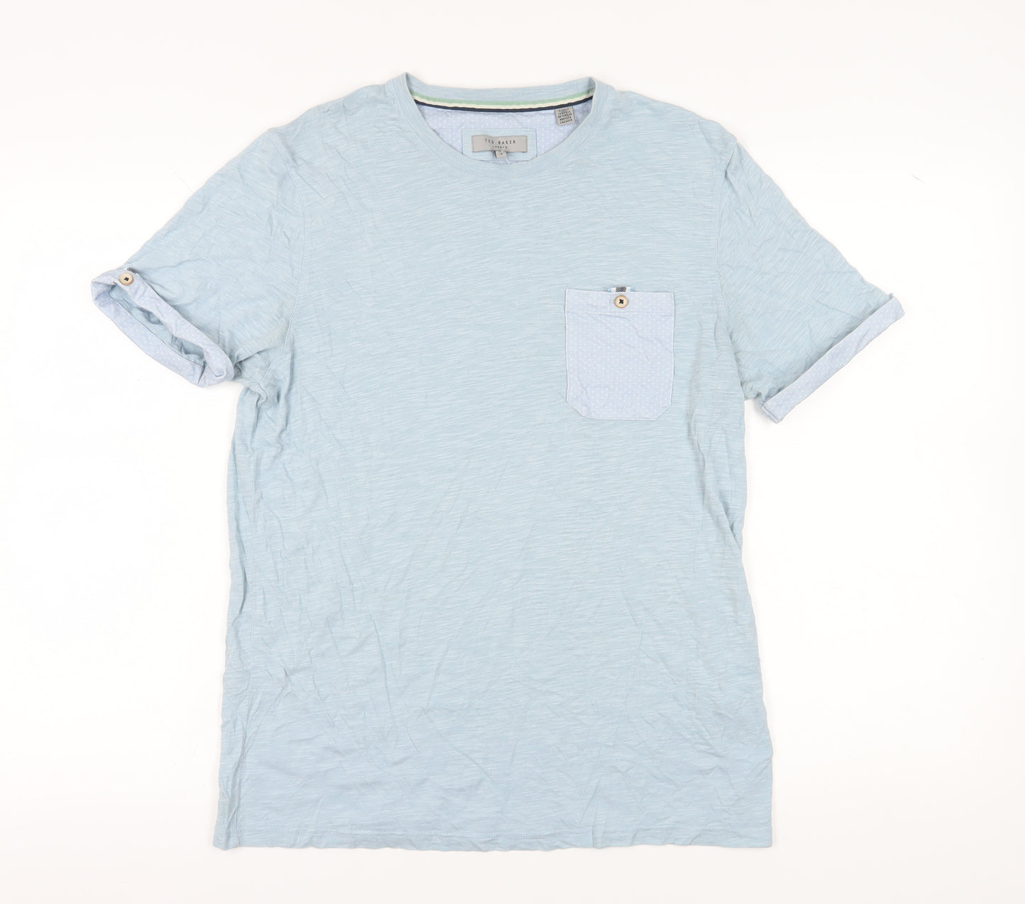 Ted Baker Men's Blue Modal Cotton Crew T-Shirt Medium