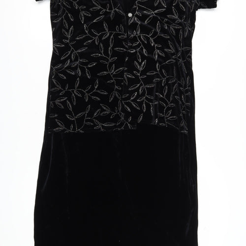 Kathie Lee Women Black Velvet Sheath Dress Large