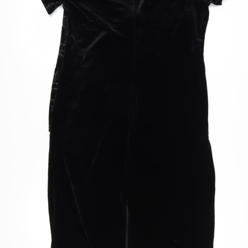 Kathie Lee Women Black Velvet Sheath Dress Large