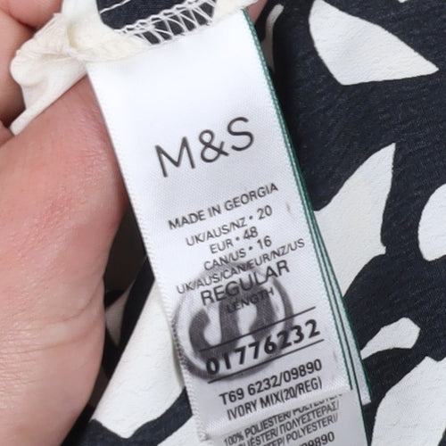 Marks and Spencer Women's Floral Dress Black Ivory