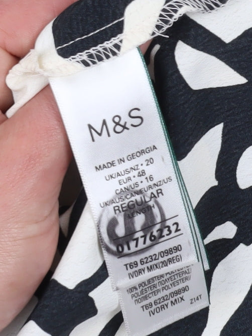 Marks and Spencer Women's Floral Dress Black Ivory