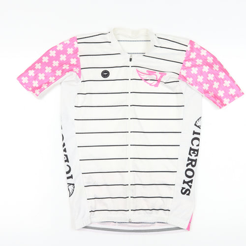 Saddle Drunk Unisex Cycling Jersey L Pink & White Striped