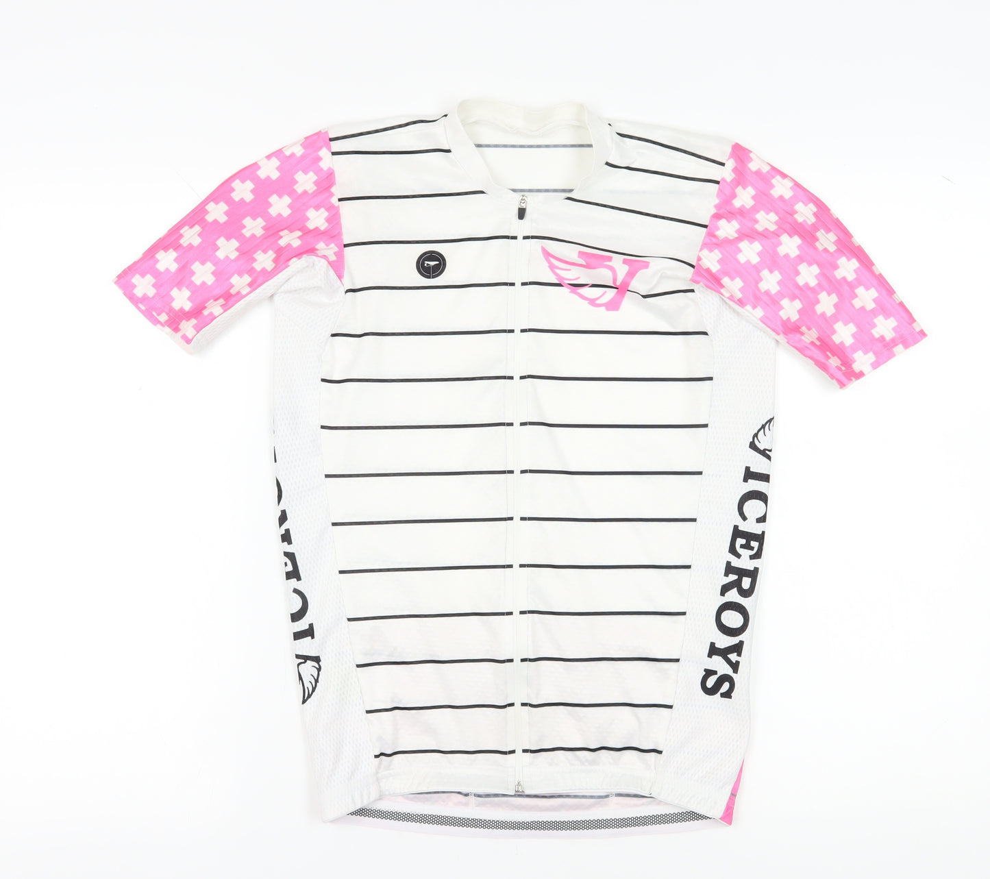 Saddle Drunk Unisex Cycling Jersey L Pink & White Striped