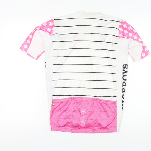 Saddle Drunk Unisex Cycling Jersey L Pink & White Striped
