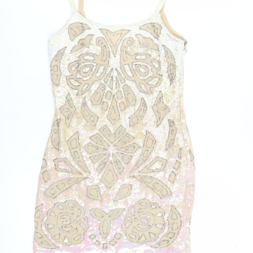 Needle & Thread Women Beige Slip Dress Size 6 Party/Cocktail
