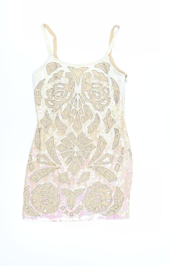 Needle & Thread Women Beige Slip Dress Size 6 Party/Cocktail