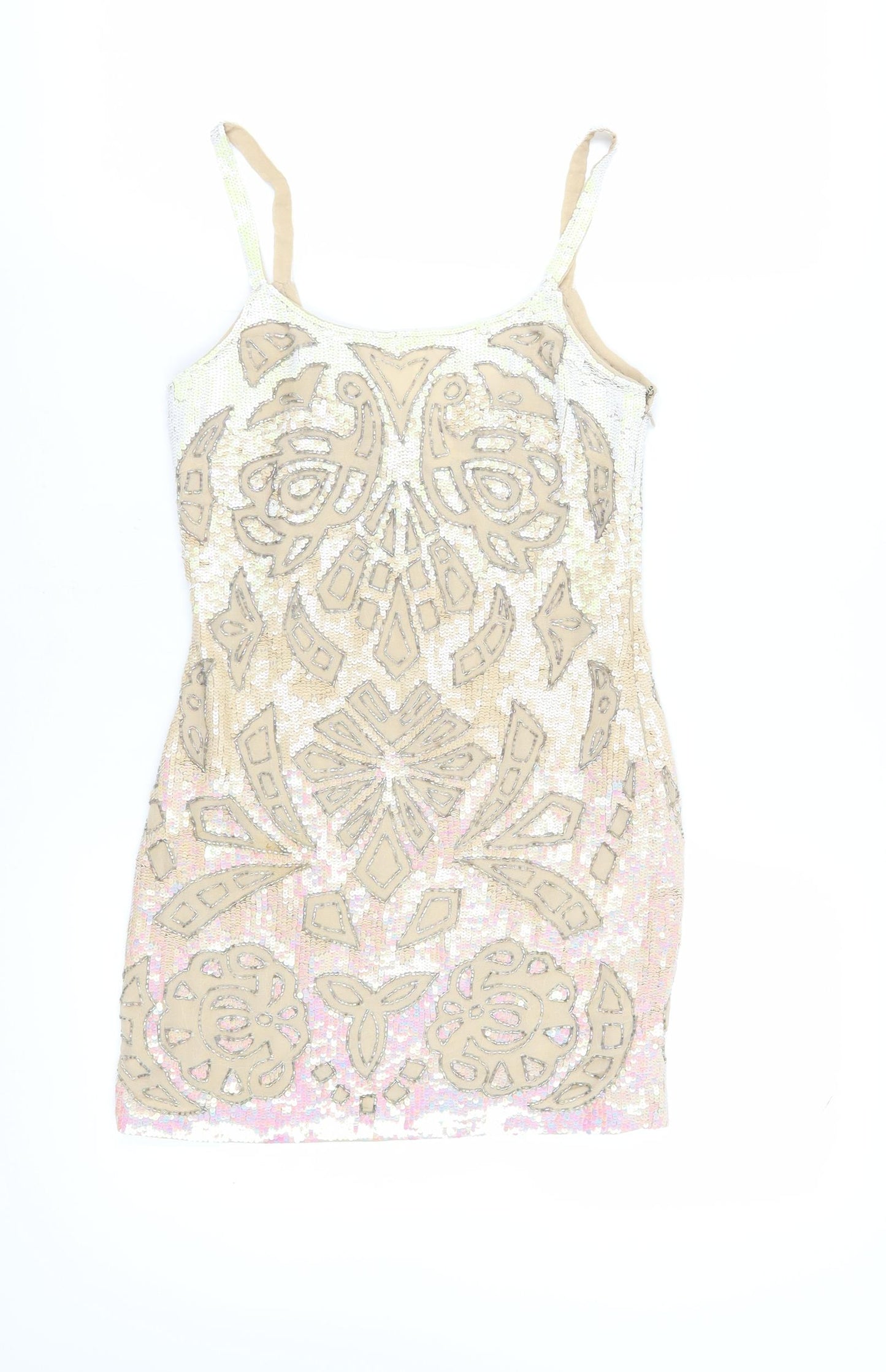 Needle & Thread Women Beige Slip Dress Size 6 Party/Cocktail