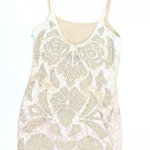 Needle & Thread Women Beige Slip Dress Size 6 Party/Cocktail