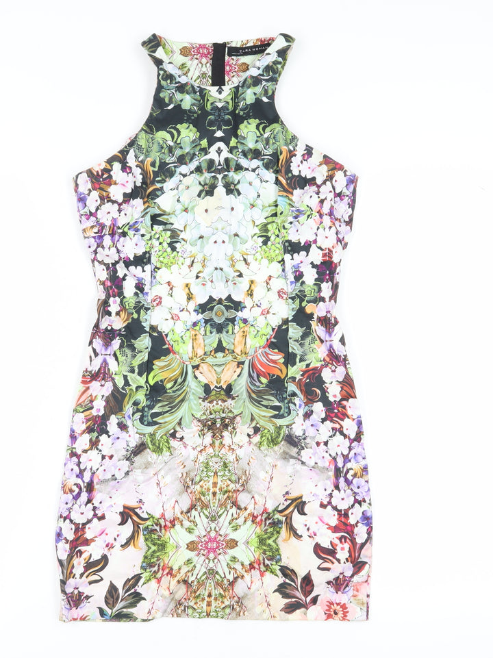 Zara Women Multicoloured Floral Bodycon Dress Size S