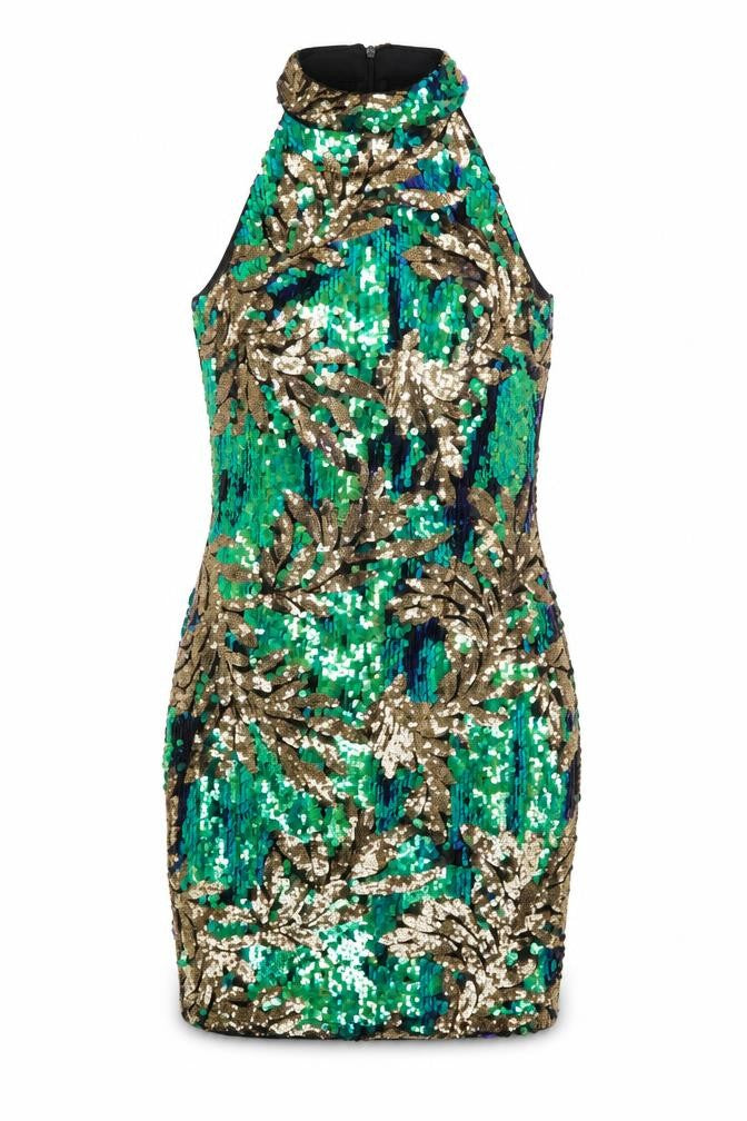 Front view of Quiz Women's Multicoloured Bodycon Mini Dress XS